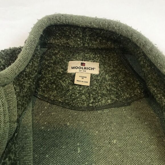 Woolrich Vintage Olive Green Zip Down Sherpa Fleece - Women’s Medium - Picture 2 of 10